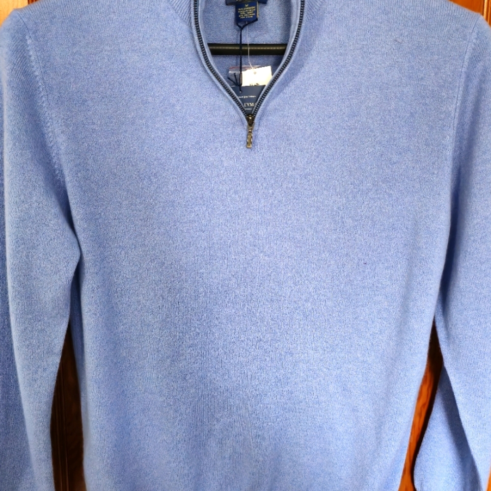 Josep And Lyman 100 % Cashmere Men's Blue Half-Zip Sweater